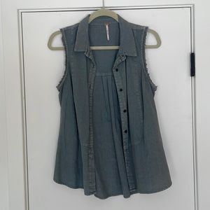 Free People Grey Cut Off Vest/Shirt - XS
